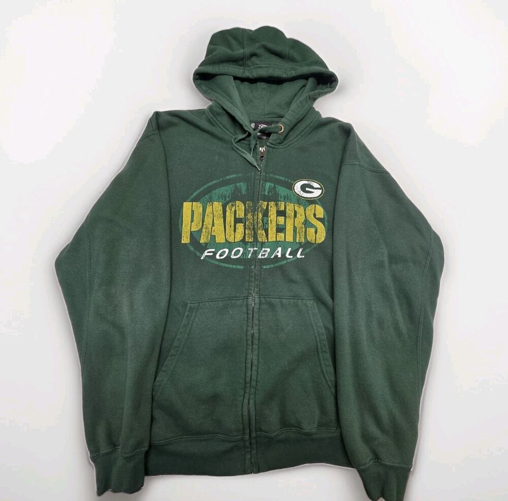 NFL Green Bay Packers Full Zip Hoodie Sweatshirt Men's Large 2010s Sportswear